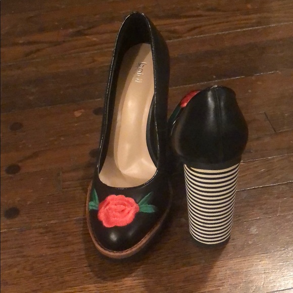 Baldi London Black floral stripe heel - Picture 2 of 5